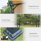 Outsunny 11' x 11' Outdoor Retractable Pergola Canopy, Arched Sun Shade Shelter, Metal Frame Patio Canopy for Backyard, Garden, Porch, Beach, Beige Outsunny