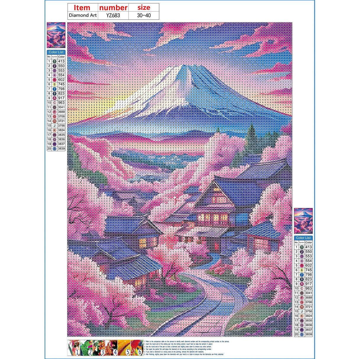 DPHERO Mount Fuji Diamond Painting Kits for Beginners Adults,5D DIY Cherry Blossoms Diamond Art Kits,Round Full Drill Sunset Gem Art Crafts Kits,DIY Painting by Numbers for Home Wall Decor 12x16 inch DPHERO