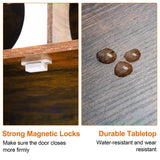 Heybly Cat Tree, Wood Litter Box Enclosure with Food Station, All-in-one Indoor Cat Furniture with Large Platform and Condo, Modern Style Cat Tower, Hammock, Rustic Brown HCT100SR Heybly