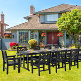 HDPE Dining Table Set for 10,12-Piece Outdoor Table and Chairs Include 10 Dining Chairs and 2 Pcs 62.5" Patio Dining Table with Umbrella Hole (Black) AZXZCS
