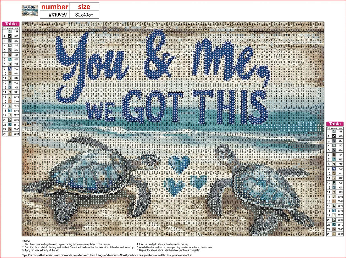 MXJSUA Two Sea Turtles DIY Diamond Painting by Number Kits for Adults, 5D Round Drill Diamond Gem Art Painting Picture Arts Kits Craft for Home Wall Decor 12x16 Inch MXJSUA