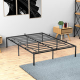 coucheta Full Metal Platform Bed Frame with Sturdy Steel Bed Slats,Mattress Foundation No Box Spring Needed Large Storage Space Easy to Assemble Non-Shaking and Non-Noise Black (Full) coucheta