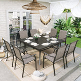 Sophia & William Patio Dining Set 9 Pieces, 8 Quick Dry Textilene Chairs and 1 Large Square Outdoor Dining Table, Durable All-Weather Patio Furniture for Lawn, Park, and Courtyard Support 350lbs Sophia & William