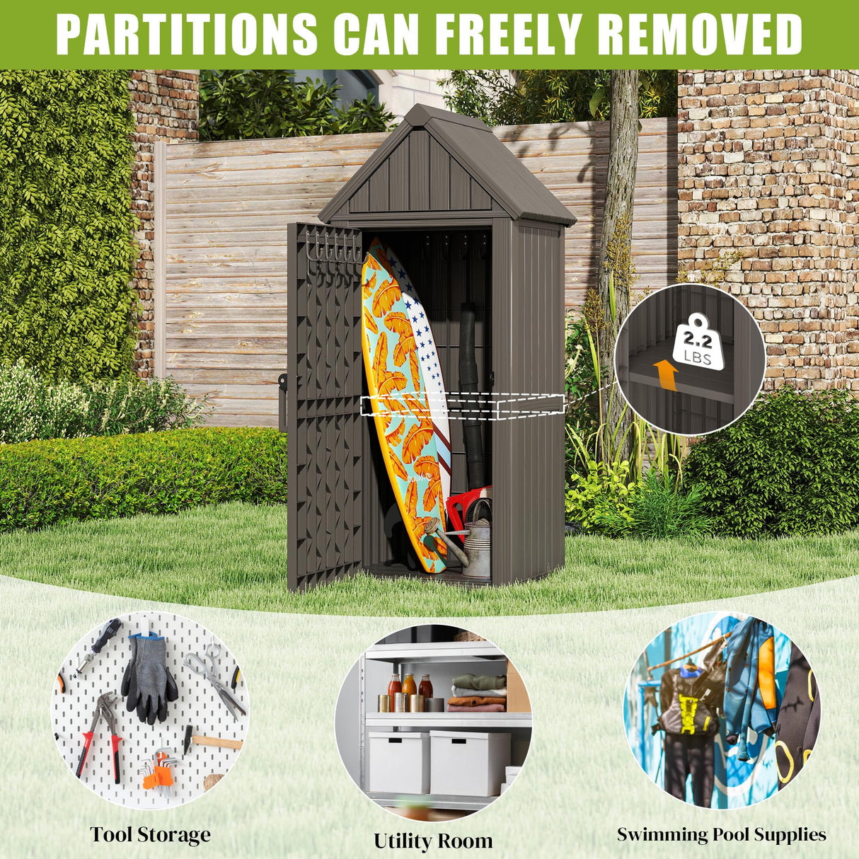 Ultimate Outdoor Storage Cabinet - Durable Resin Construction with Reinforced Floor, Adjustable Shelves & Lock for Security (Grey) Fancyango