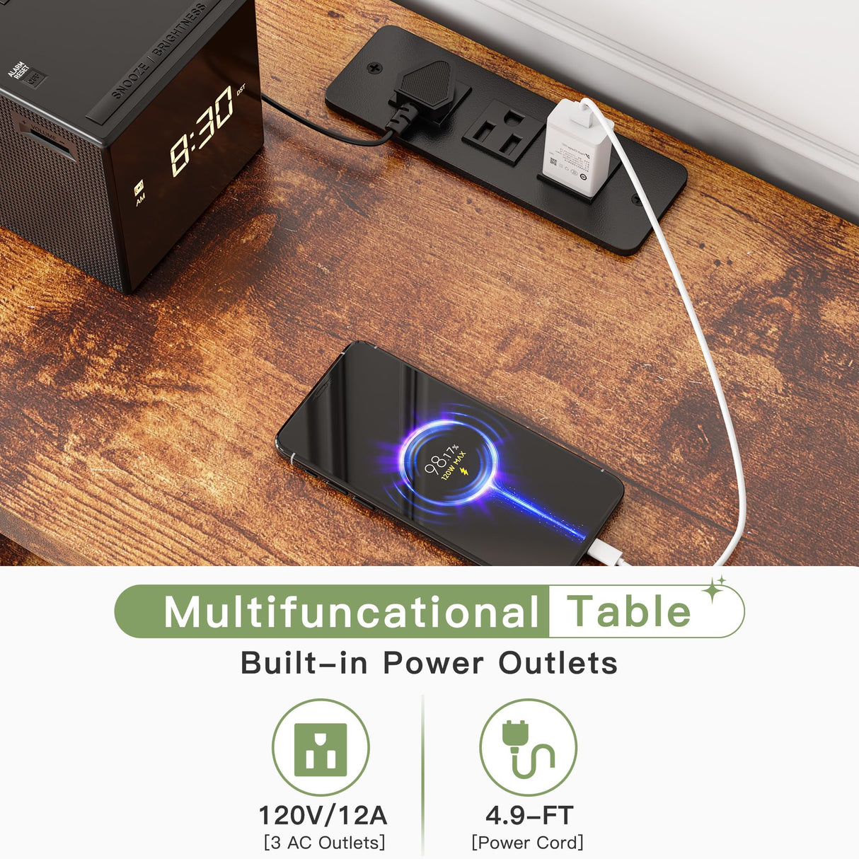 EnHomee Dresser for Bedroom with Power Outlets, 55" TV Stand Dresser with 8 Drawers, Fabric Dressers & Chest of Drawers for Living Room, Entryway, Rustic Brown EnHomee