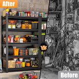 71.2''H Garage Shelving, 3500LBS Heavy Duty Shelvings, Adjustable Garag Storage Shelves, 5 Tier Metal Shelving Unit Wood Storage System Utility Storage Rack for Industrial, Warehouse, Basement KILISTEELS