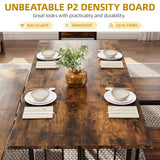 DWVO 63 Inch Dining Table Set for 6-8 People 6-Piece Large Kitchen Table Set with 2 Benches and 4 Chairs Farmhouse Rectangular Dining Room Table for Kitchen Dining Room Apartment Rustic Brown DWVO