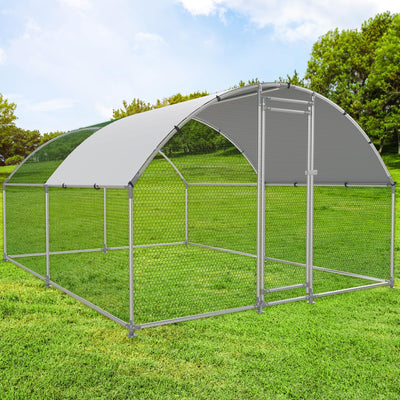 NUGRIART Large Metal Chicken Coop Walk-in Poultry Cage with Water-Resident and Anti-UV Cover Duck Rabbit Cat House Outdoor Chicken Run Pen with Round Roof