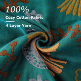 Boho Throw Blanket for Bed 100% Cotton Ultra Soft Rustic Quilt Fall Blanket Bird Floral Printed Farmhouse Decor Large Bed Blankets,60"×80" All Season Rustic Throw for Sofa Couch Chair LUTBM