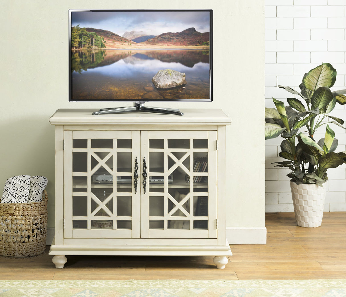 Martin Svensson Home Small Spaces 2-Door Accent Cabinet - TV Stand, 38" W x 32" H, Antique White Martin Svensson Home