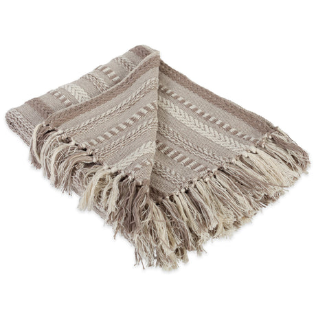 DII Braided Striped Decorative Throw Blanket, 50x60, Stone DII