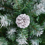 Yaheetech 4.5ft Pre-lit Christmas Tree, Snow Flocked Artificial Christmas Tree with 35 Snow Pinecones & 412 PVC Branch Tips & 150 Warm White Lights, White & Green Yaheetech