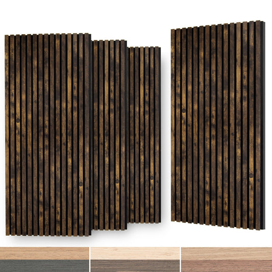 Wood Slat Wall Panel, Easy Installation, Versatile, Enhanced Acoustic Design, Suitable for Living Room, Bedroom, Kitchen & Offices, 47.2×23.6 inch, 2 Pack, Rustic Brown - WoodArtSupply