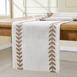 Aoztio Rustic Style Embroidered Table Runner, 13x72 Inch Irregular Willow Leaf Table Runners 72 Inches Long for Dresser Decor Farmhouse Table Decor, 13x72 Inche, Taupe Aoztio