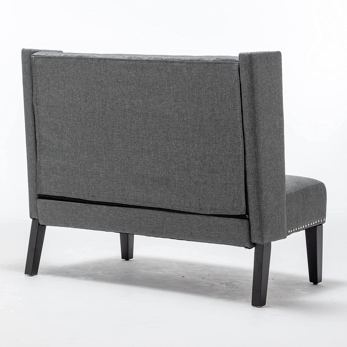 46" Small Modern Loveseat Settee Sofa 2-Seat Sofa Couch Tufted Love Seat Dining Bench with Nail Head Trim Back Banquette Sofas for Living Room Small Space Entryway Hallway Slate Tongli