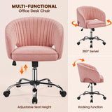 Yaheetech Pink Desk Chair Vanity Chair with Back Home Office Chair Cute Desk Chair Modern Swivel Rolling Chair Computer Chair for Study, Vanity, Bedroom Yaheetech