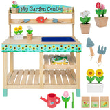 Svan Wooden Toy Gardening Center Indoor Playset - 22 Pc Garden Stand Set w Flowers Seed Packets Pots Shovel Rake Apron Watering Pot - Great Interactive & Fun Pretend Playtime, Gift for Boys or Girls Svan