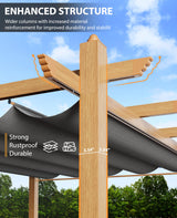 Agrestem 10x13 Ft Retractable Outdoor Pergola with Canopy, Upgraded Wood-Grain Aluminum Pergola, Modern Pavilion for Backyard, Patio, Porch, Grape Trellis, Gray Agrestem