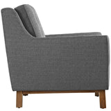 Modway Beguile Mid-Century Modern Sofa With Upholstered Fabric In Gray Modway