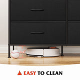 WLIVE Wide Dresser with 6 Drawers, TV Stand for 50" TV, Entertainment Center with Metal Frame, Wooden Top, Fabric Storage Dresser for Bedroom, Hallway, Entryway, Black and Rustic Brown WLIVE
