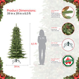 Puleo International 6.5 Foot Pre-Lit Slim Aspen Fir Artificial Christmas Tree with 350 UL-Listed Clear Lights Puleo International