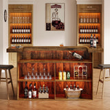 Tribesigns 4-Tier Bar Table, 70.9-Inch Large Wood Home Bar Unit with Wine Glass Holder and Black Footrest, Pub Table with Storage Shelves for Kitchen, Indoor, Brown Tribesigns