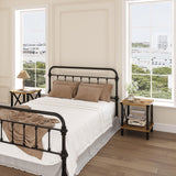 MMEOLUOOK Large End Table Farmhouse Side Table Industrial Style Sofa Table Coffee Table Metal X Wood Accent End Table NightStand with Storage Shelf for Living Room Bedroom MLBZ16R MMEOLUOOK