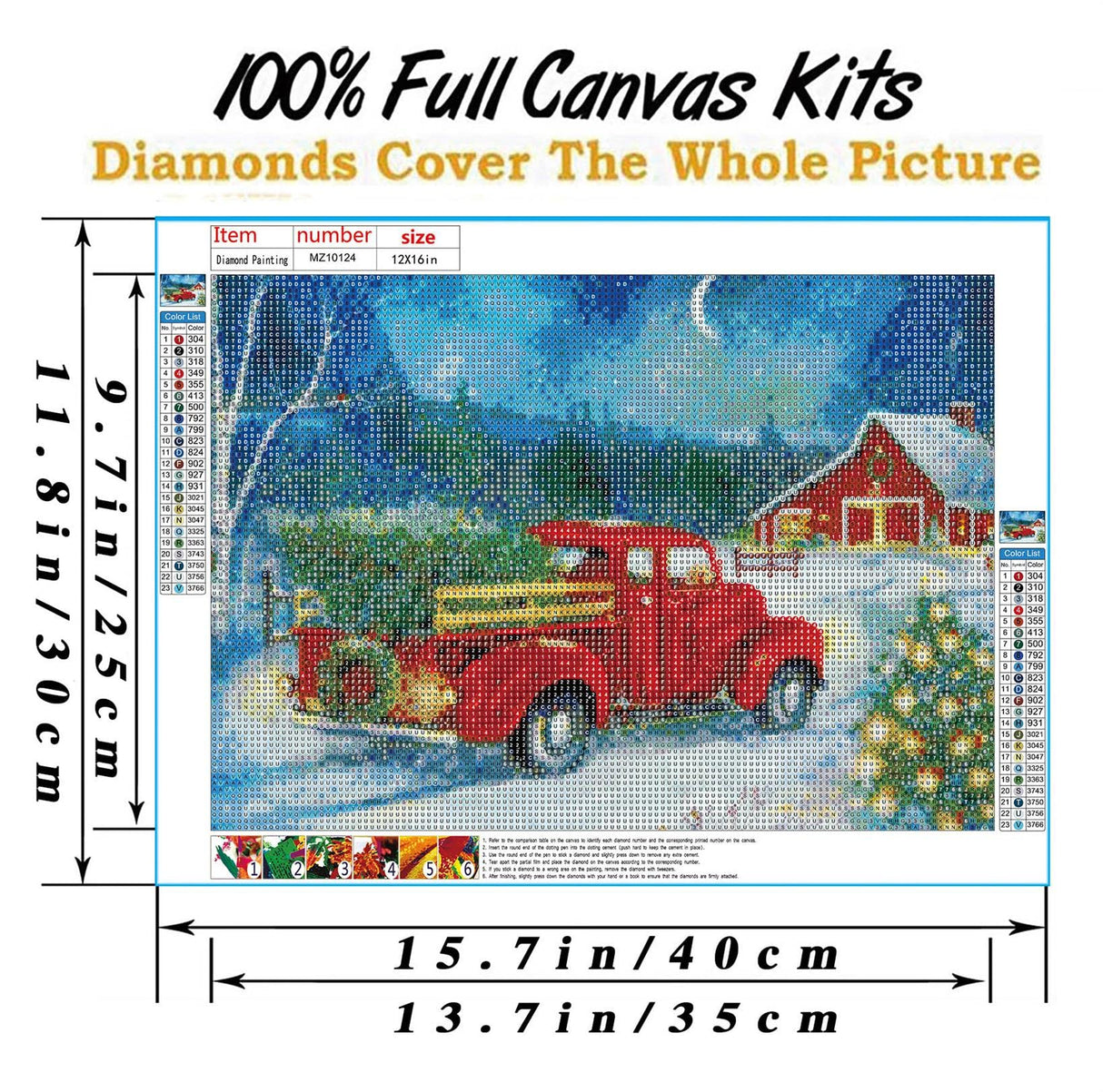 RUIHA Christmas Diamond Painting Kits,Winter Diamond Art Kit for Adults,Red Truck 5D Paint with Diamond Full Drill for Parents-Children Interrction,Wall Decor(12x16) (Snowy Night) RUIHA