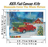RUIHA Christmas Diamond Painting Kits,Winter Diamond Art Kit for Adults,Red Truck 5D Paint with Diamond Full Drill for Parents-Children Interrction,Wall Decor(12x16) (Snowy Night) RUIHA