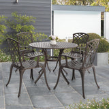 NUU GARDEN 5 Piece Outdoor Patio Dining Set, All-Weather Round Cast Aluminum Dining Table with 1.97" Umbrella Hole and Outdoor Patio Dining Chairs for Patio, Garden, Backyard, Balcony, Bronze NUU GARDEN