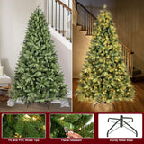 Treepool 5FT Pre-Lit Artificial Christmas Tree with 1014 PE&PVC Mixed Branch Tips, 300 Warm White Lights, Hinged Premium Spruce Fake Xmas Trees, Green, Foldable Base Treepool