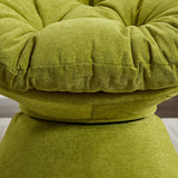 Papasan Chair with Cushion and Frame, 360° Swivel Accent Chair, Comfy Chenille Upholstered Round Modern Oversized Reading Lounger with Metal Base Lazy Chair for Bedroom, Living Room, Olive Green SLEERWAY