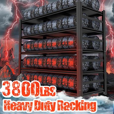 87" H Garage Shelving 3500Lbs Storage Shelves 5-Tier Adjustable Shelving Units Metal Storage Shelves Heavy Duty for Basement, Commercial, Warehouse, Industrial, Black PRESTELION