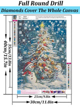Christmas Tree Snowman Diamond Art Kits for Adults, 5D Diamond Painting Kits for Adults Beginners, DIY Full Round Drill Diamond Dot Painting Gem Art Kits for Adult, Home Wall Decor 11.8x15.7 Inch VCLKDIY