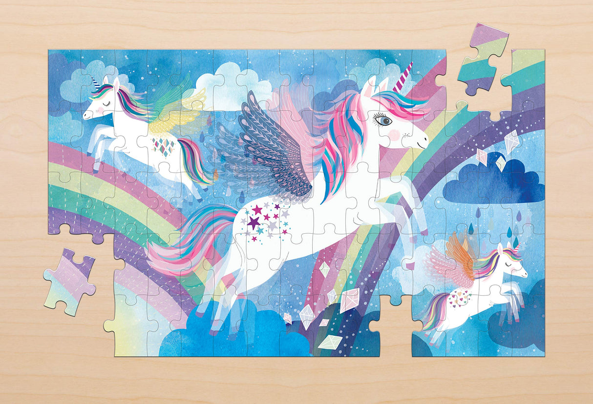 Mudpuppy Unicorn Magic 75 Piece Lenticular Puzzle from Mudpuppy - Exciting and Innovative Jigsaw Puzzle for Kids, 17.75" x 11", Watch The Completed Puzzle Transform Before Your Eyes, Ages 5+ Mudpuppy
