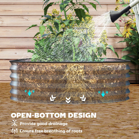 Outsunny 2PCS Galvanized Raised Garden Bed, 7' x 3' x 1' Raised Beds for Gardening with Plant Support Stakes, Rubber Strap Edging and Gloves, Metal Planter Box for Vegetables, Flowers, Silver Outsunny