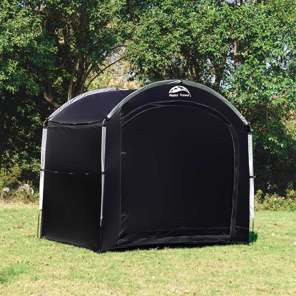 Happy Travel Bike Storage Shed Tent,Outdoor Portable Bicycle Storage Sheds with 210D Oxford Fabric PU4000 Waterproof for 2/3/4/6/8 Bikes,Bike Covers Shelter for Motorcycle,Garden Tools,Toys,Lawn Mower HAPPY TRAVEL