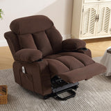 BOSMILLER Power Lift Recliner Chair with Heat and Massage Electric Fabric Recliner Chair for Elderly with Side Pocket, USB Charge Port, Remote Control for Living Room (Deep Brown) BOSMILLER