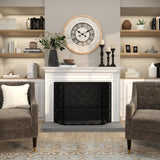 Deco 79 Wooden Floral Decorative Wall Clock Carved Wall Clock for Home with Black Metal Accents, Wall Clock for Room 32" x 2" x 32", White Deco 79