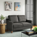 Serta® Armstrong 52" Soft Modern Sofa, Sloped Track Arms, Solid Wood Legs, Easy Assembly, Dream Coil® Comfort, Soft Woven Polyester Fabric, Gray Serta