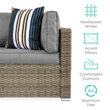 Best Choice Products 7-Piece Modular Outdoor Sectional Wicker Patio Conversation Set w/ 2 Pillows, Coffee Table, Cover Included - Taupe/Cement Gray Best Choice Products