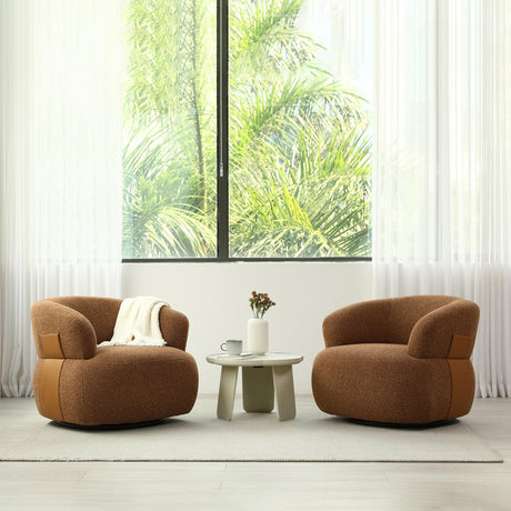 CABAUSPWM Swivel Accent Chair Set of 2, 360° Swivel Barrel Chair for Living Room, Reading Chair for Bedroom, Modern Round Accent Arm Chairs Club Chair for Nursery Living Room CABAUSPWM