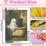 DAZZLEDOTS Halloween Diamond Art Kits for Adults, Ghost Black Cat Diamond Painting Kits for Beginner, DIY Gem Art and Craft Paint by Diamonds Home Wall Decor 12X16Inch DAZZLEDOTS