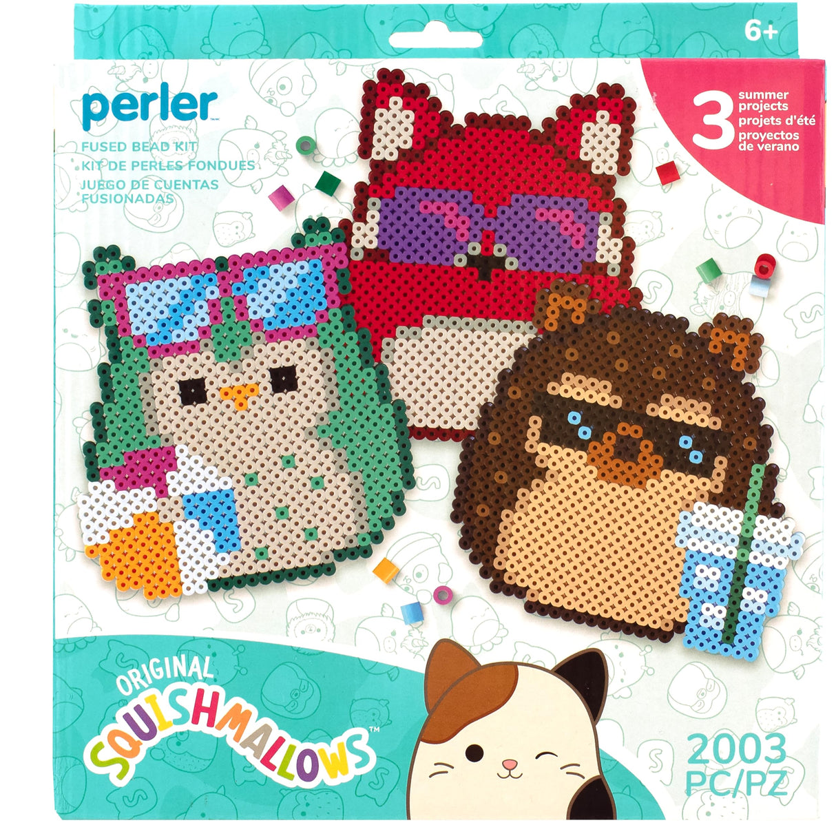 Perler 80-57134 Squishmallows Fused Bead Activity Kit with 3 Unique Projects, Multicolor, 2003 Pieces Perler