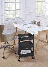 SunnyPoint 3-Tier Delicate Compact Rolling Metal Storage Organizer - Mobile Utility Cart Kitchen/Under Desk Cart with Caster Wheels (BLK, Compact (15.5" X 26.8" X 10.27")) SunnyPoint