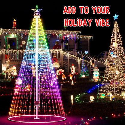 Led Outdoor Christmas Tree, 16ft Prelit Christmas Tree, Smart Outside Christmas Tree Light Show App Control with 1008 LED Lights Color Changing Sync APP & Remote Control Christmas Tree Lighting