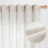 MYSKY HOME Linen Curtains for Living Room, Natural Semi Sheer Curtains & Drapes 84 inches Length 2 Panels Set Farmhouse Country Boho Style Back Tab Draperies for Sliding Glass Door, 50" Wide, Linen MYSKY HOME