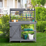 Yaheetech Outdoor Potting Bench, Large Horticulture Work Table Workstation with Storage Cabinet Shelf & Planting Working Console for Patio/Lawn/Garden - Gray Yaheetech