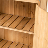 TAKUKA Outdoor Wooden Potting Bench with Wheel Double Doors & Metal Tabletop, Outside Storage Cabinet & Horticultural Planting Work Table for Garden Balcony Backyard TAKUKA