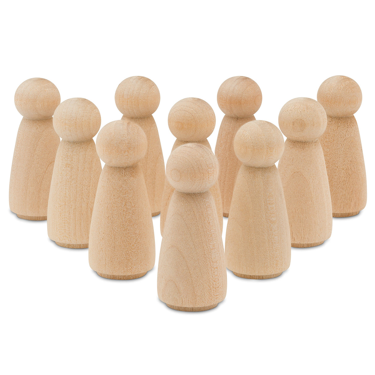 Wood Peg Dolls, 3.5 Inch Large Mom/Angel Shape Wooden Peg People, Pack of 10 Wooden Dolls for Play, Strong Birch Wooden People Figures, Peg Dolls Unfinished, Wooden Pegs for Crafts Woodpeckers